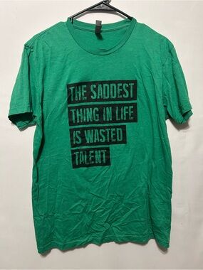Next Level Apparel Green Short Sleeve Graphic Tee with Black Text